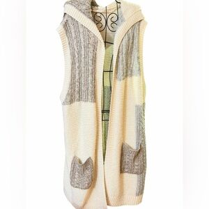 Cato Open Front Long Hooded Sweater Vest